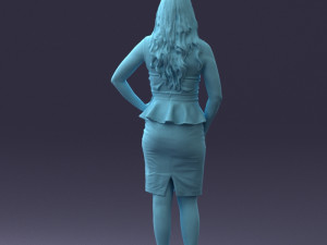 000159 Stylish Woman in White Peplum Dress 0714 3dp 3D Print Model
