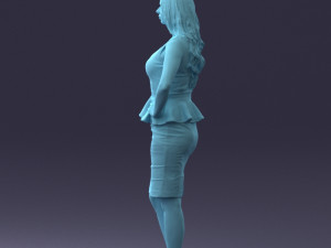 000159 Stylish Woman in White Peplum Dress 0714 3dp 3D Print Model