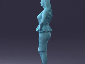 000159 Stylish Woman in White Peplum Dress 0714 3dp 3D Print Model