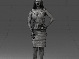 000159 Stylish Woman in White Peplum Dress 0714 3dp 3D Print Model