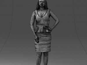 000159 Stylish Woman in White Peplum Dress 0714 3dp 3D Print Model