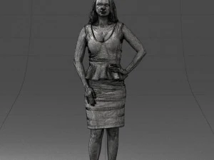 000159 Stylish Woman in White Peplum Dress 0714 3dp 3D Print Model