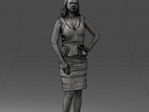 000159 Stylish Woman in White Peplum Dress 0714 3dp 3D Print Model
