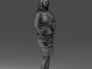 000159 Stylish Woman in White Peplum Dress 0714 3dp 3D Print Model