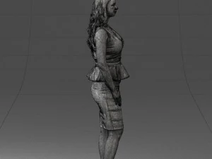 000159 Stylish Woman in White Peplum Dress 0714 3dp 3D Print Model