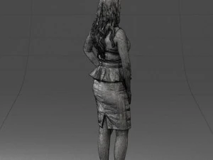 000159 Stylish Woman in White Peplum Dress 0714 3dp 3D Print Model