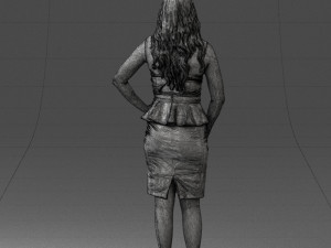 000159 Stylish Woman in White Peplum Dress 0714 3dp 3D Print Model