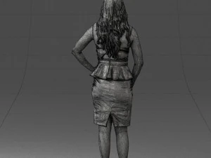 000159 Stylish Woman in White Peplum Dress 0714 3dp 3D Print Model