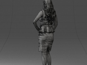 000159 Stylish Woman in White Peplum Dress 0714 3dp 3D Print Model