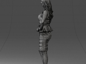 000159 Stylish Woman in White Peplum Dress 0714 3dp 3D Print Model