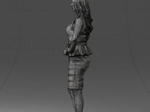 000159 Stylish Woman in White Peplum Dress 0714 3dp 3D Print Model