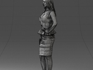 000159 Stylish Woman in White Peplum Dress 0714 3dp 3D Print Model