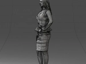000159 Stylish Woman in White Peplum Dress 0714 3dp 3D Print Model