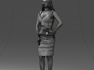 000159 Stylish Woman in White Peplum Dress 0714 3dp 3D Print Model