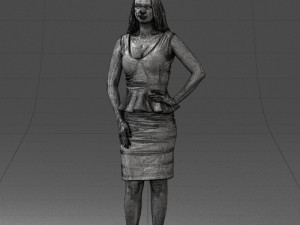 000159 Stylish Woman in White Peplum Dress 0714 3dp 3D Print Model