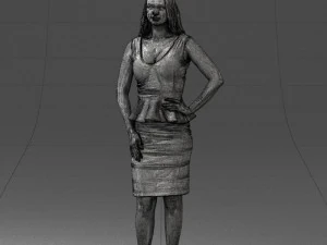000159 Stylish Woman in White Peplum Dress 0714 3dp 3D Print Model