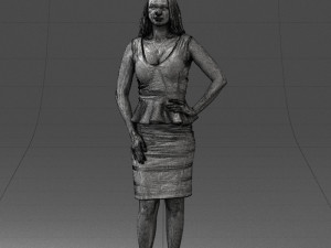 000159 Stylish Woman in White Peplum Dress 0714 3dp 3D Print Model