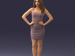 000160 Woman in Tight Dress Confident Pose Character 0714 3Dモデル