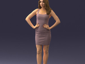 000160 Woman in Tight Dress Confident Pose Character 0714 Modello 3D