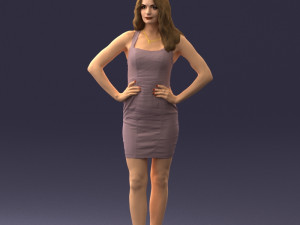 000160 Woman in Tight Dress Confident Pose Character 0714 Modello 3D