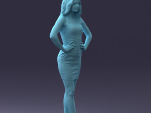 000160 Woman in Tight Dress Confident Pose Character 0714 Modello 3D