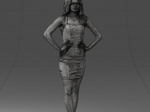 000160 Woman in Tight Dress Confident Pose Character 0714 Modello 3D