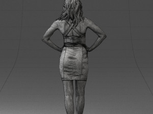000160 Woman in Tight Dress Confident Pose Character 0714 Modello 3D