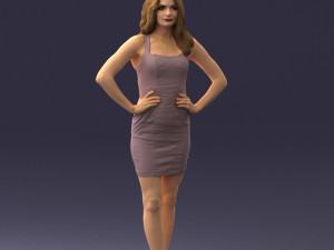000160 Woman in Tight Dress Confident Pose Character 0714 3dp 3D-Druckmodell