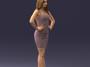 000160 Woman in Tight Dress Confident Pose Character 0714 3dp 3D-Druckmodell