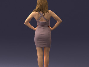 000160 Woman in Tight Dress Confident Pose Character 0714 3dp 3D-Druckmodell