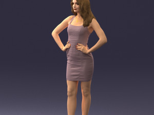000160 Woman in Tight Dress Confident Pose Character 0714 3dp 3D-Druckmodell