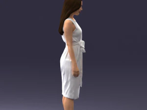 000161 Standing Woman in White Belted Dress 0714 3dp 3D Print Model