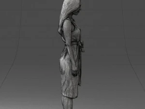 000161 Standing Woman in White Belted Dress 0714 3dp 3D Print Model