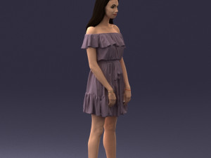 000162 Standing Woman in Off-Shoulder Dress Relaxed Pose 0714 3D मॉडल