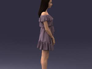 000162 Standing Woman in Off-Shoulder Dress Relaxed Pose 0714 3D मॉडल