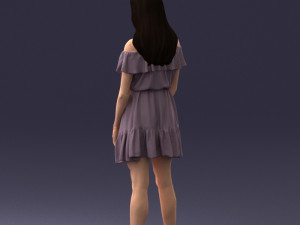 000162 Standing Woman in Off-Shoulder Dress Relaxed Pose 0714 3D मॉडल