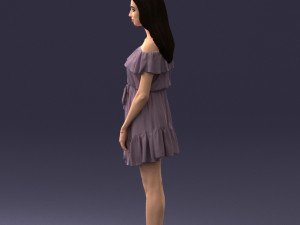 000162 Standing Woman in Off-Shoulder Dress Relaxed Pose 0714 3D मॉडल