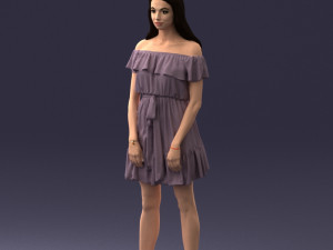 000162 Standing Woman in Off-Shoulder Dress Relaxed Pose 0714 3D मॉडल