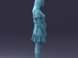 000162 Standing Woman in Off-Shoulder Dress Relaxed Pose 0714 3D मॉडल