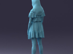 000162 Standing Woman in Off-Shoulder Dress Relaxed Pose 0714 3D मॉडल
