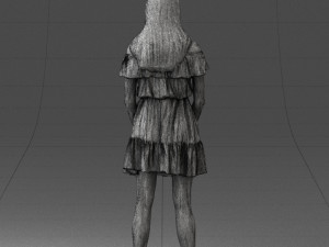 000162 Standing Woman in Off-Shoulder Dress Relaxed Pose 0714 3D मॉडल