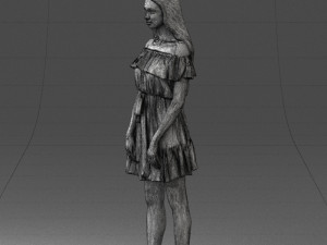 000162 Standing Woman in Off-Shoulder Dress Relaxed Pose 0714 3D मॉडल