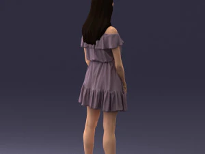 000162 Standing Woman in Off-Shoulder Dress Relaxed Pose 0714 3dp 3D Print Model