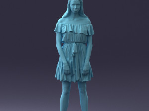 000162 Standing Woman in Off-Shoulder Dress Relaxed Pose 0714 3dp Model do druku 3D