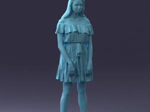 000162 Standing Woman in Off-Shoulder Dress Relaxed Pose 0714 3dp Model do druku 3D