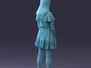000162 Standing Woman in Off-Shoulder Dress Relaxed Pose 0714 3dp Model do druku 3D