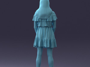 000162 Standing Woman in Off-Shoulder Dress Relaxed Pose 0714 3dp Model do druku 3D