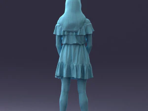 000162 Standing Woman in Off-Shoulder Dress Relaxed Pose 0714 3dp 3D Print Model