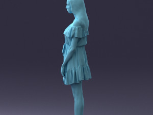 000162 Standing Woman in Off-Shoulder Dress Relaxed Pose 0714 3dp Model do druku 3D