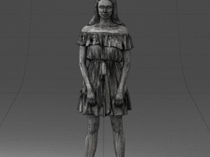 000162 Standing Woman in Off-Shoulder Dress Relaxed Pose 0714 3dp Model do druku 3D